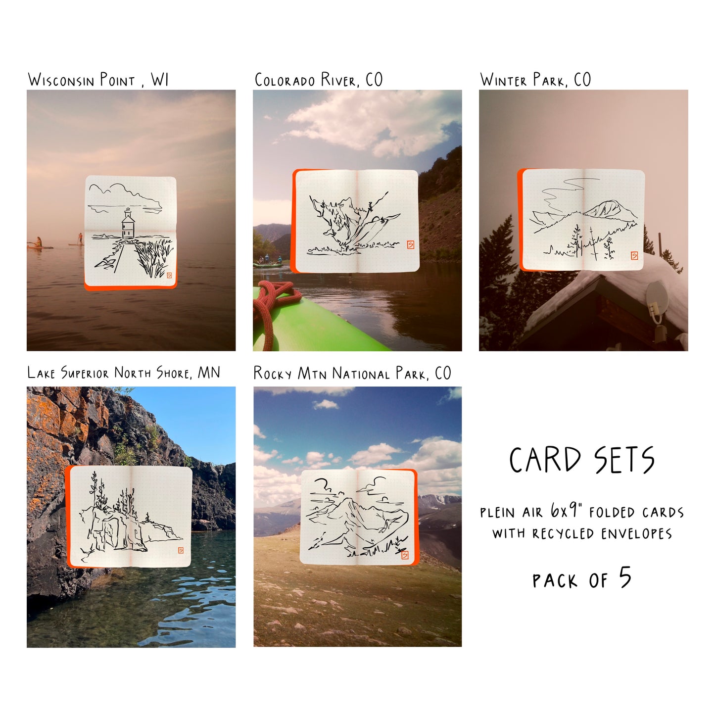 STUDIO COLLAB | Field Sketches 2024 | 5-Card 6X9" Folded Letter Set